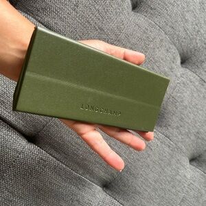 Longchamp Semi-Hard Shell Folding Eyeglasses Case Olive Green